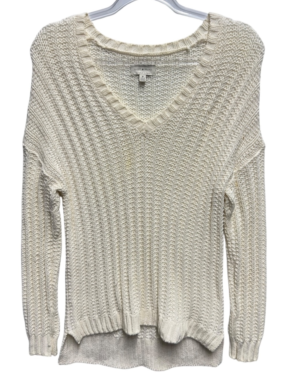 Thick Cotton Knit Pointelle Textured Sweater Pullover Jumper